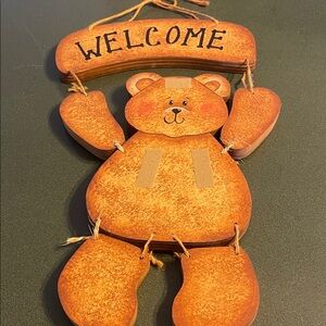Patriotic Bear/ Wooden, Welcome sign, interchangeable outfits for all seasons